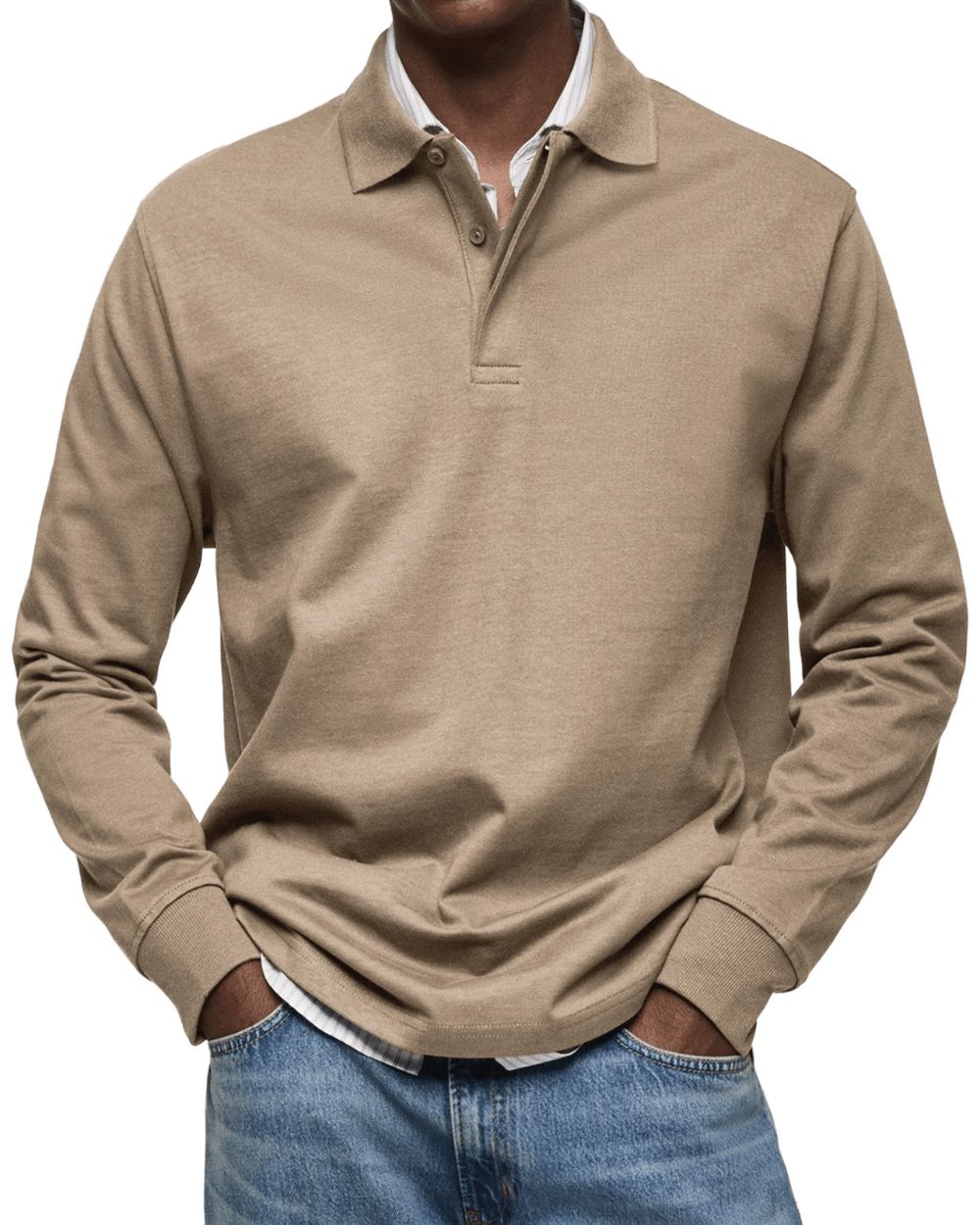 Men's Long Sleeve Polo Soft Smart Casual Knit
