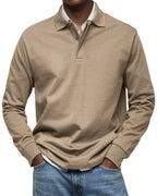 Men's Long Sleeve Polo Soft Smart Casual Knit