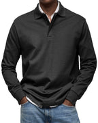 Men's Long Sleeve Polo Soft Smart Casual Knit