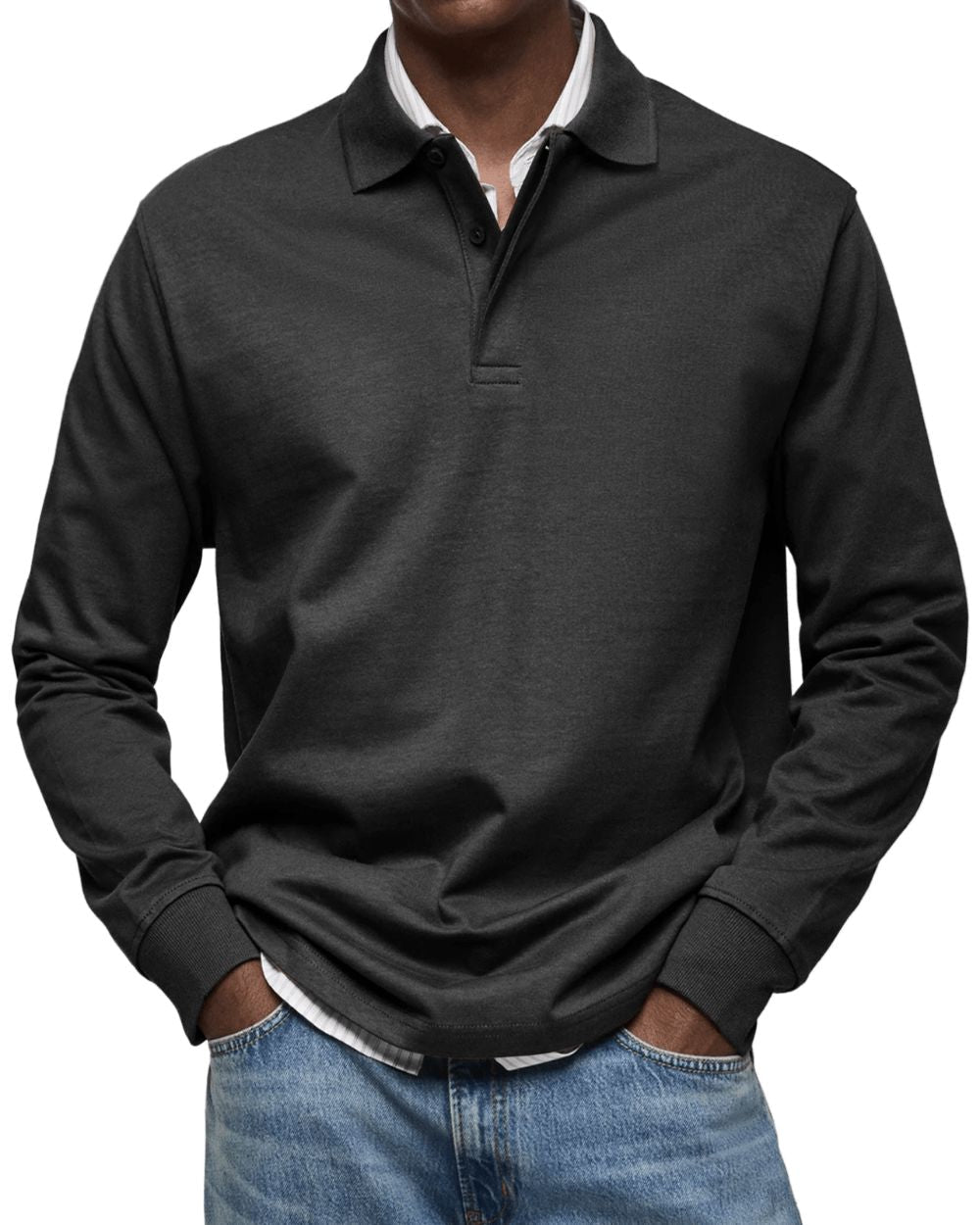 Men's Long Sleeve Polo Soft Smart Casual Knit