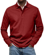 Men's Long Sleeve Polo Soft Smart Casual Knit