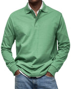 Men's Long Sleeve Polo Soft Smart Casual Knit