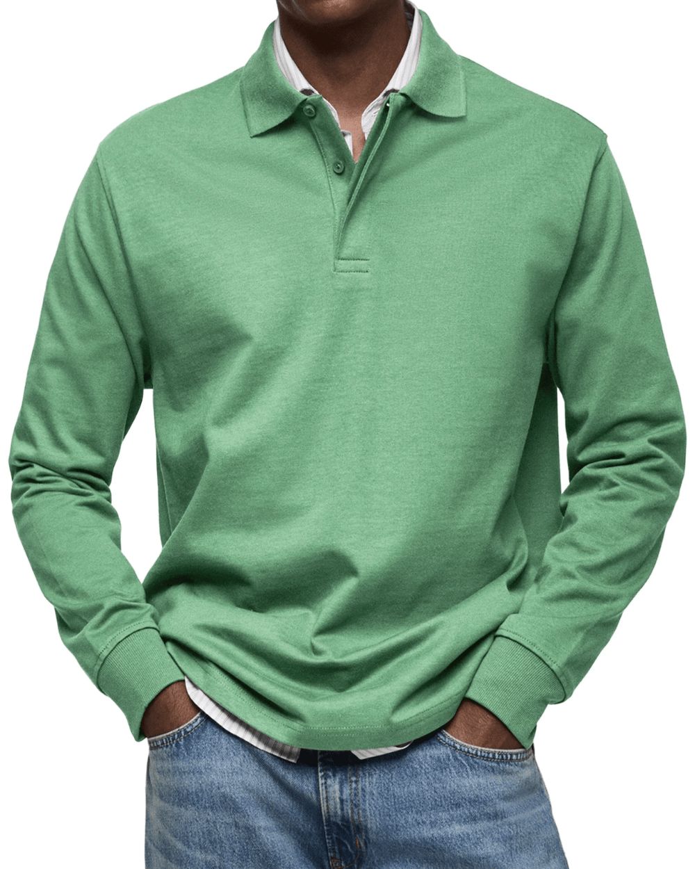 Men's Long Sleeve Polo Soft Smart Casual Knit
