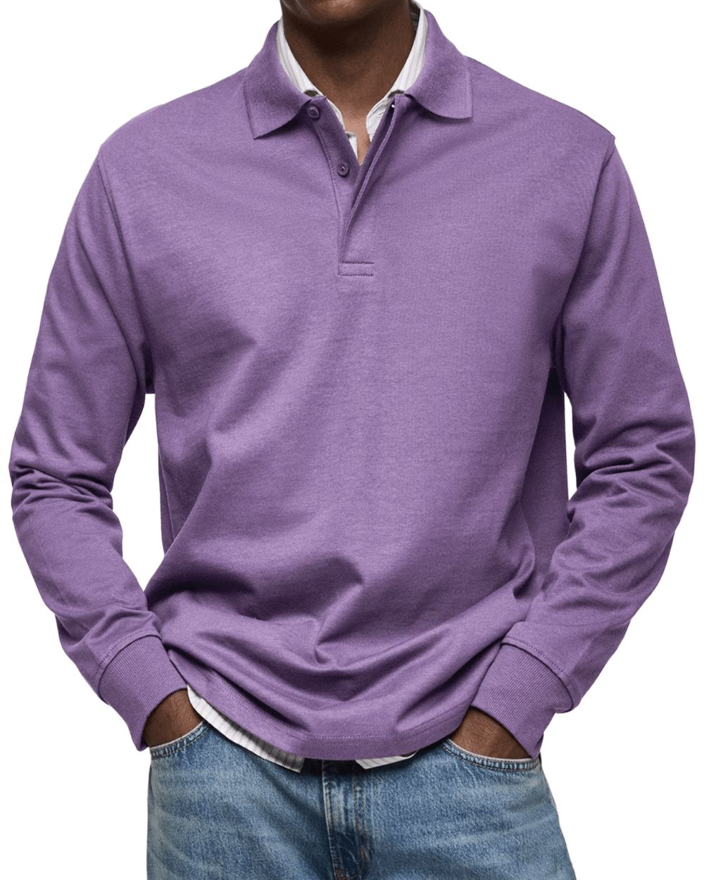 Men's Long Sleeve Polo Soft Smart Casual Knit