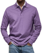 Men's Long Sleeve Polo Soft Smart Casual Knit