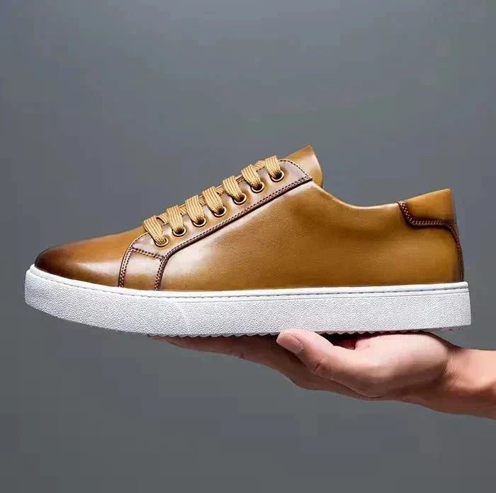 Men's Leather Low Top Trainers Smart Casual Summer Shoes