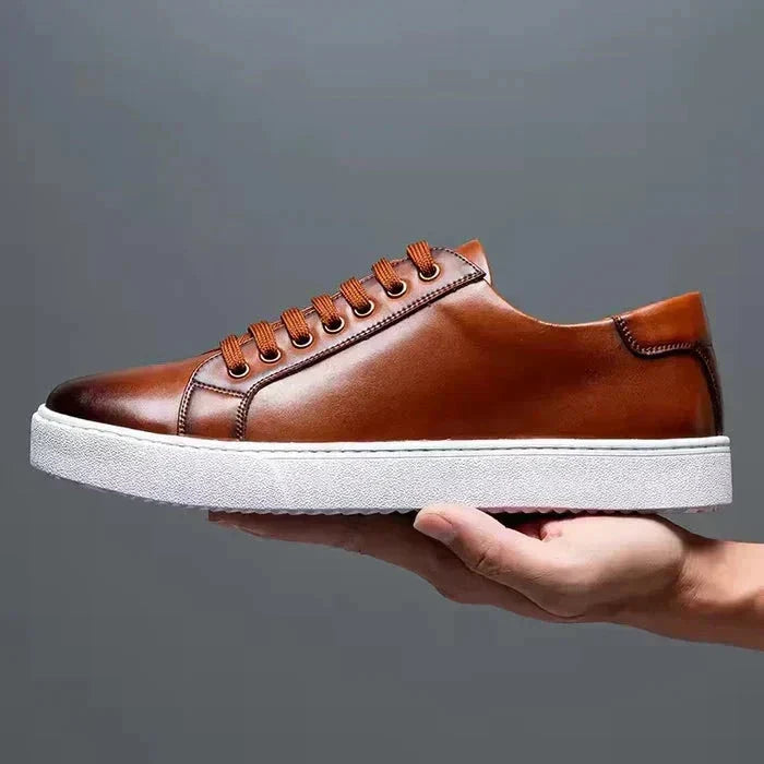 Men's Leather Low Top Trainers Smart Casual Summer Shoes