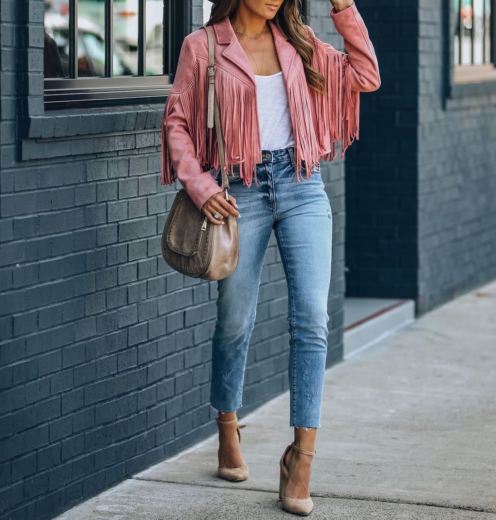 Women's Festival Fringe Jacket in Soft Faux Suede