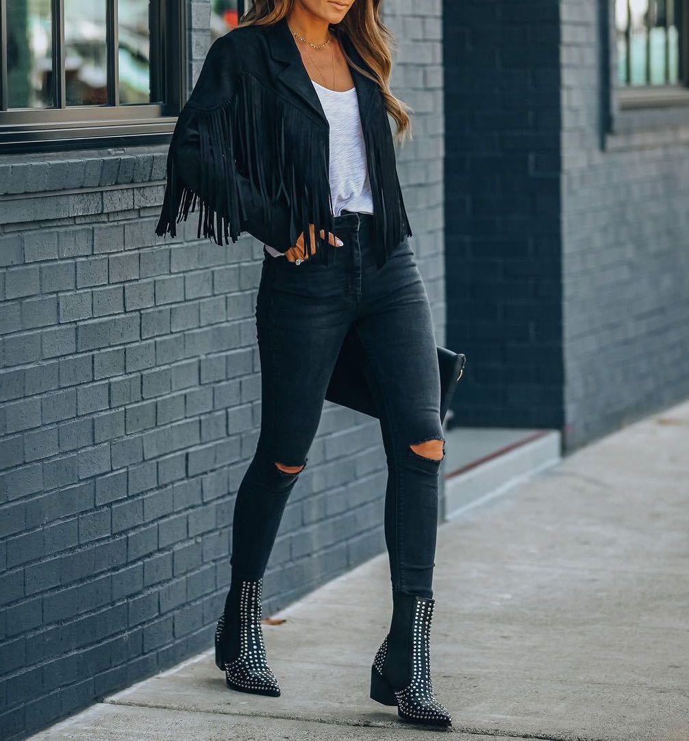 Women's Festival Fringe Jacket in Soft Faux Suede