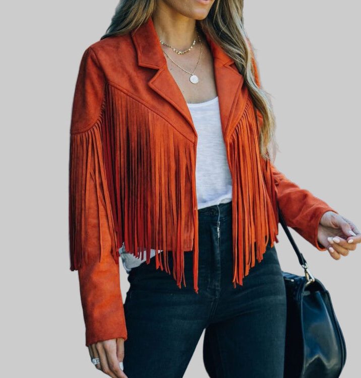 Women's Festival Fringe Jacket in Soft Faux Suede