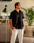 Men's Short Sleeve Linen Button Up Summer Shirt