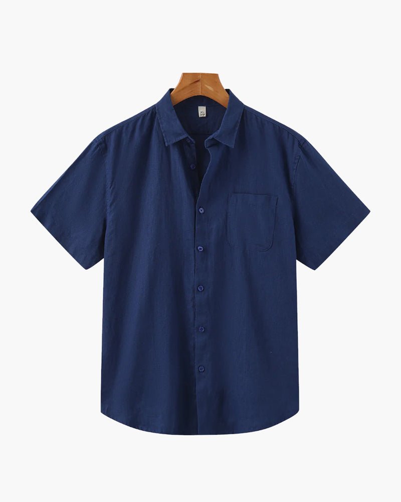 Men's Short Sleeve Linen Button Up Summer Shirt