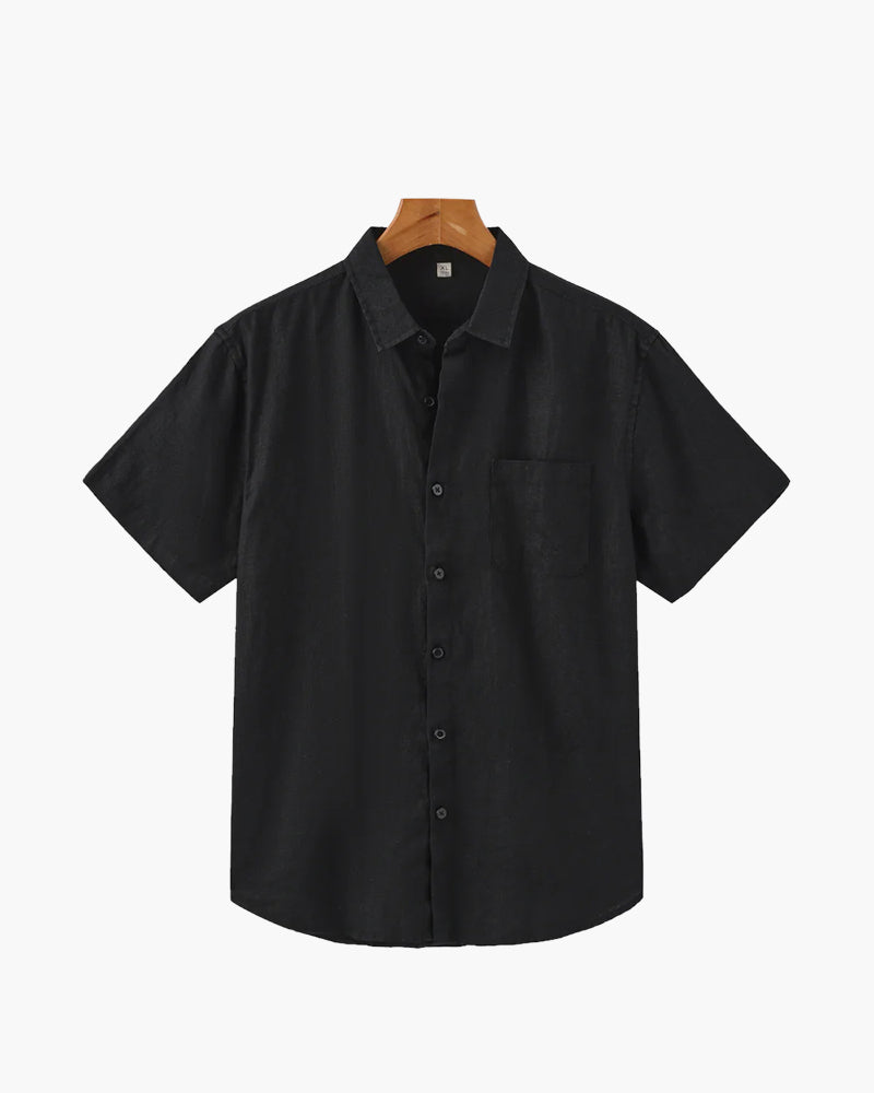 Men's Short Sleeve Linen Button Up Summer Shirt