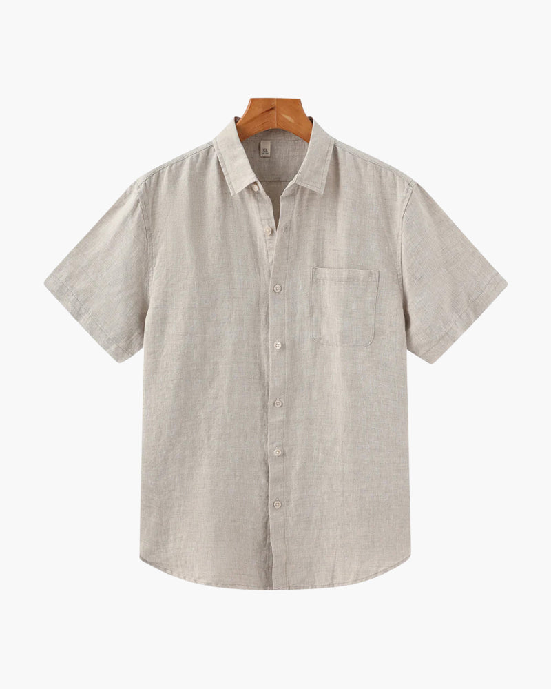 Men's Short Sleeve Linen Button Up Summer Shirt