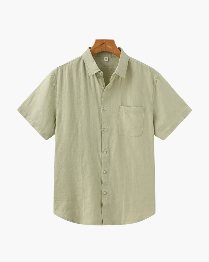 Men's Short Sleeve Linen Button Up Summer Shirt