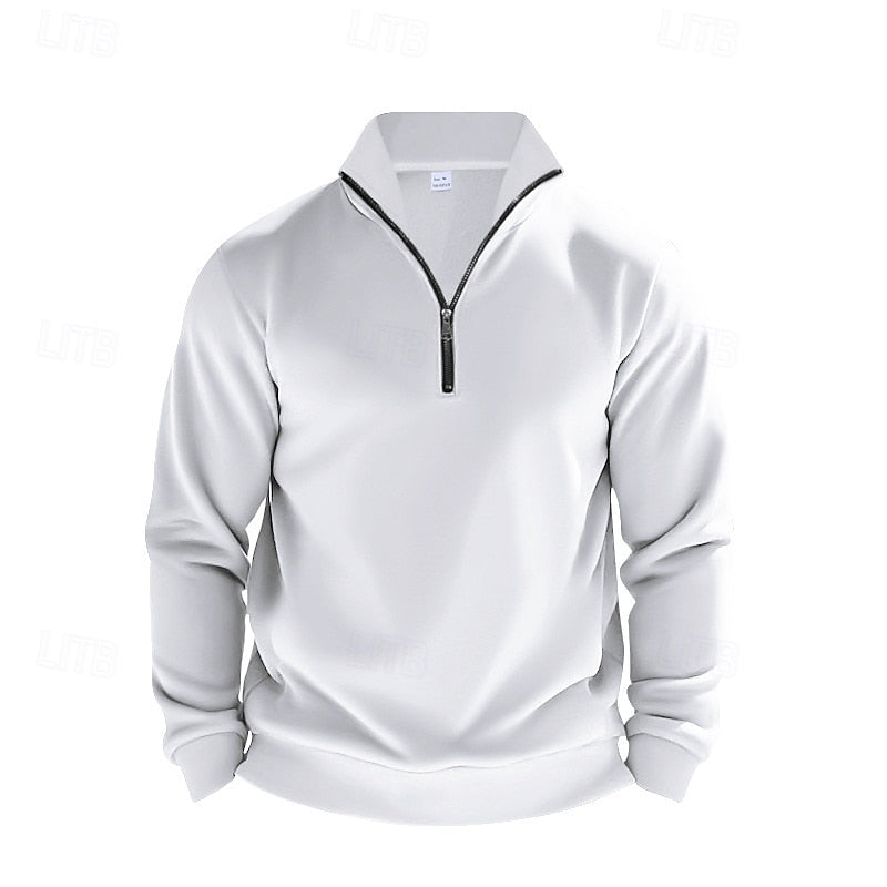Women's Plain Relaxed Zip Neck Everyday Pullover