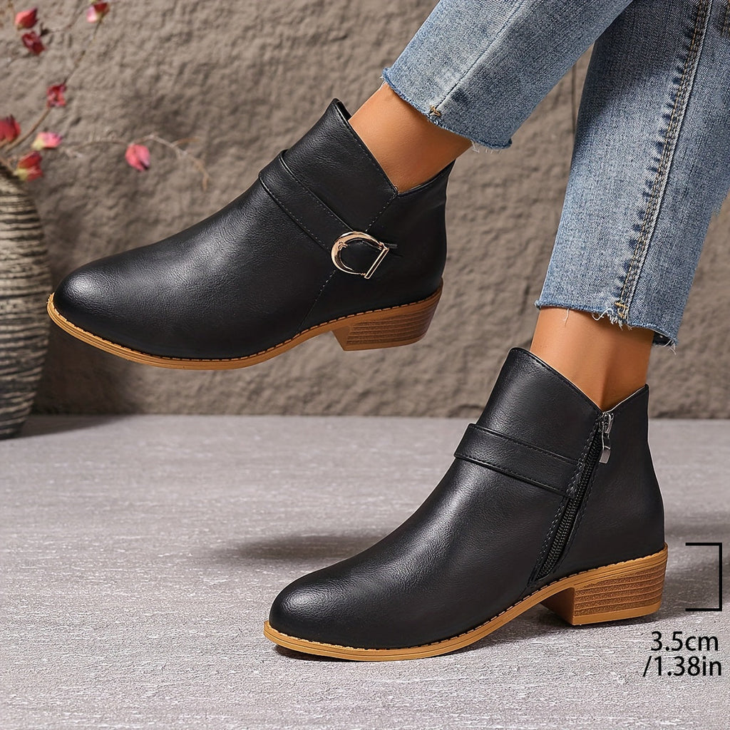 Women's Chelsea Ankle Boot with Buckle Detail