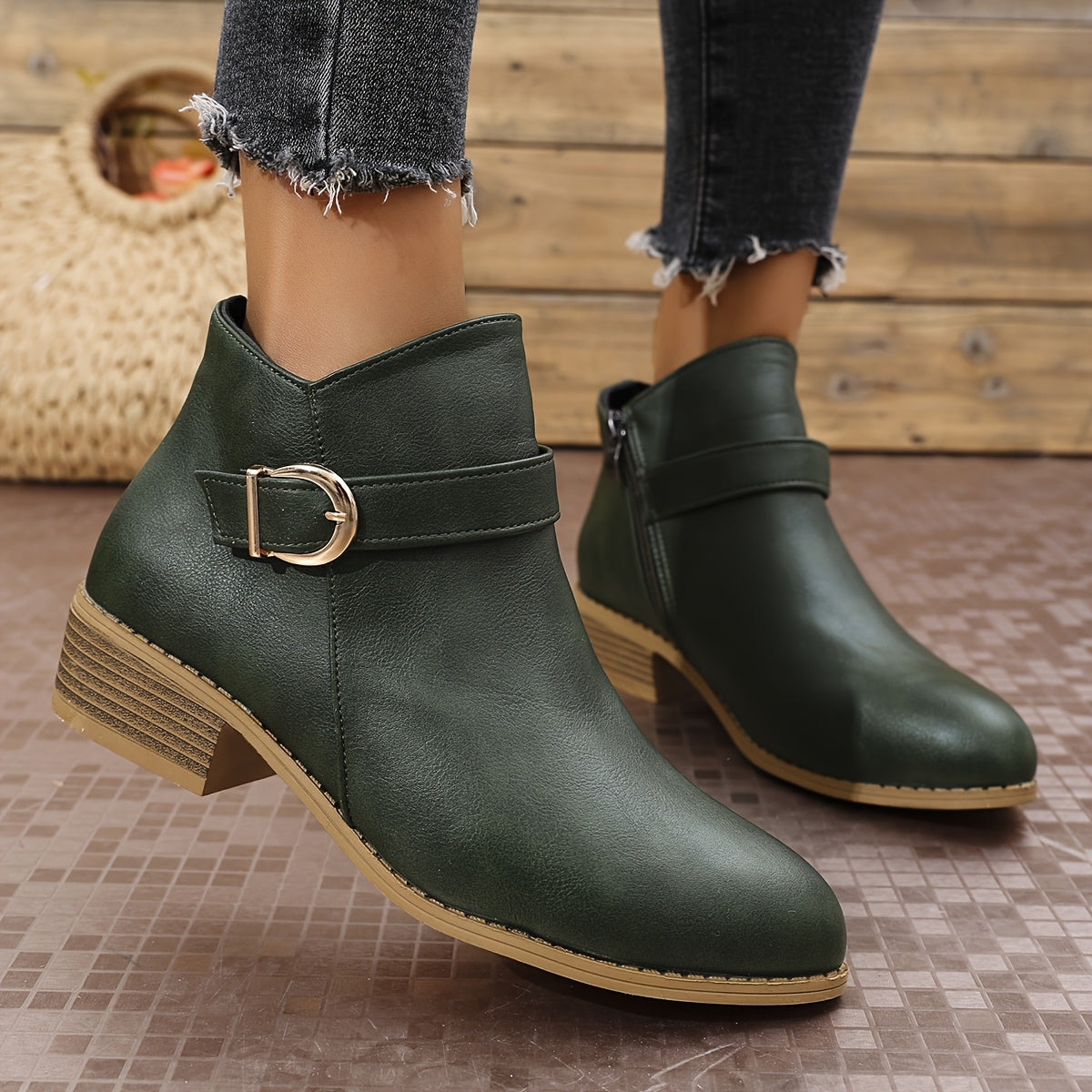 Women's Chelsea Ankle Boot with Buckle Detail