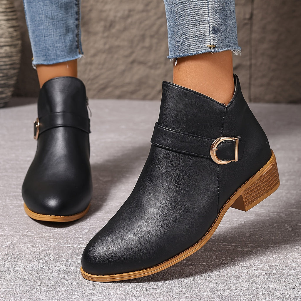 Women's Chelsea Ankle Boot with Buckle Detail