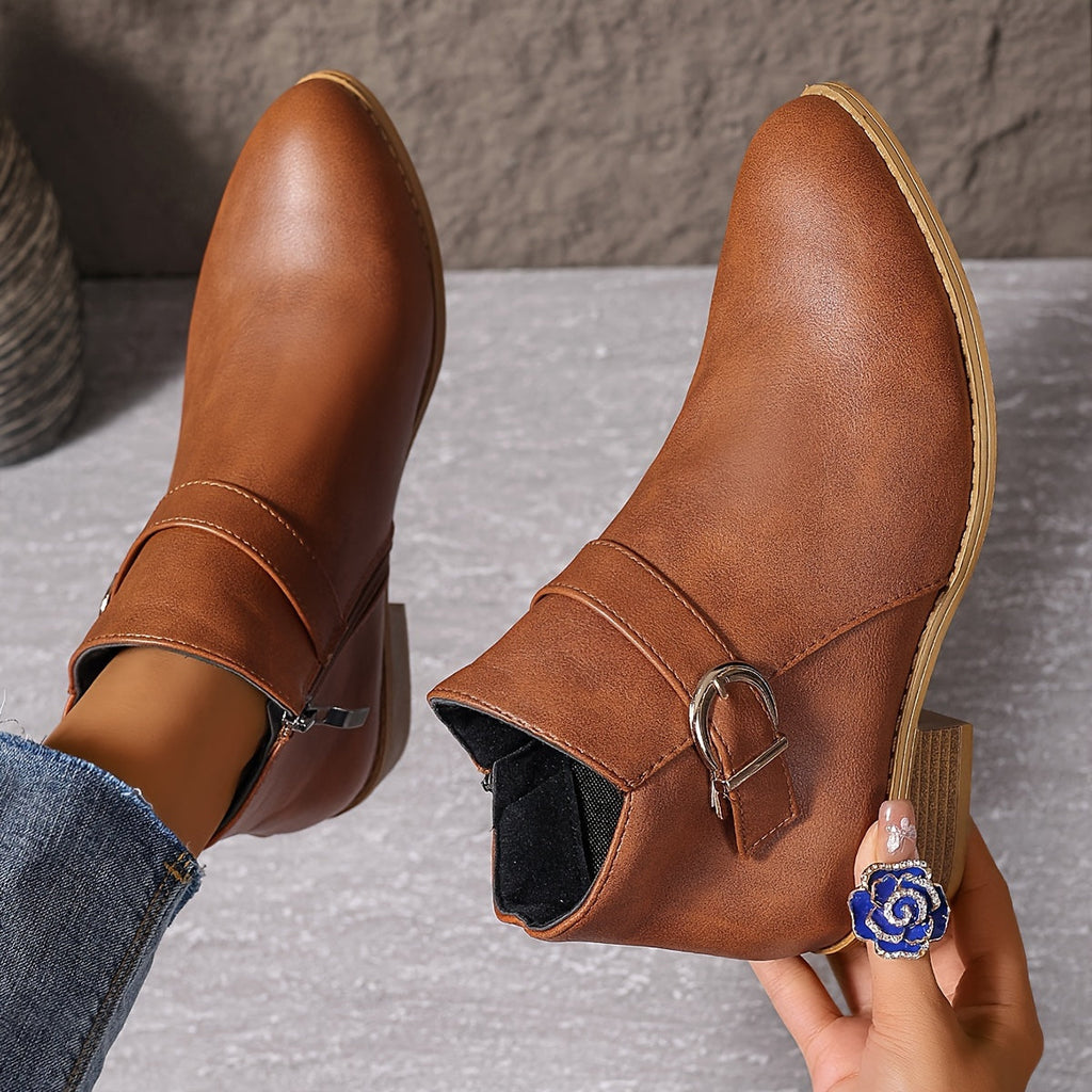 Women's Chelsea Ankle Boot with Buckle Detail