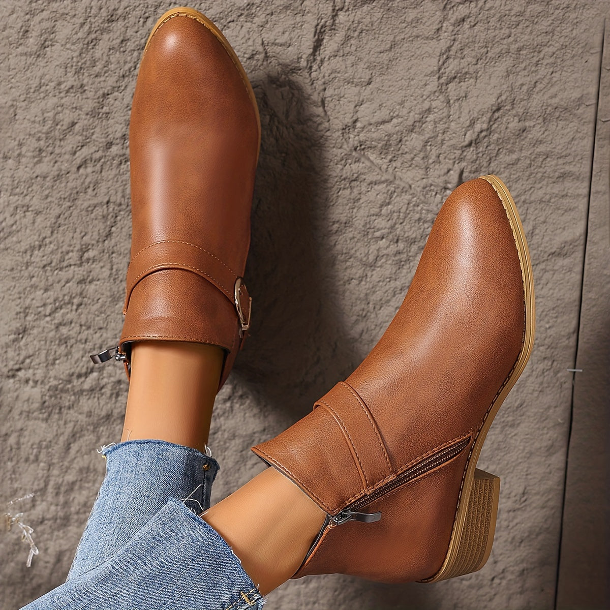 Women's Chelsea Ankle Boot with Buckle Detail