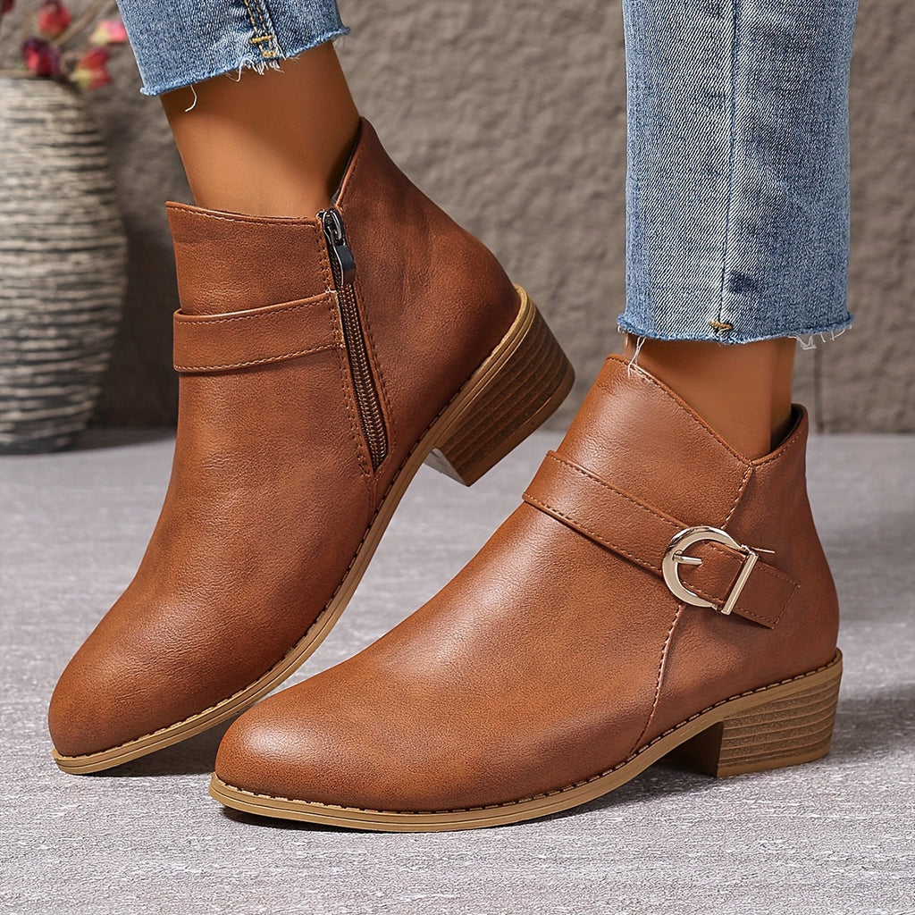 Women's Chelsea Ankle Boot with Buckle Detail