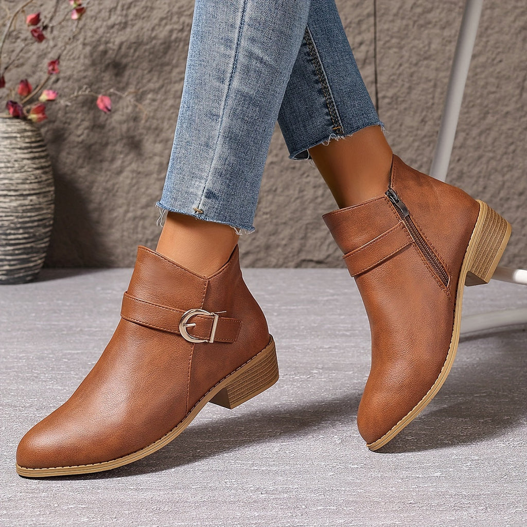 Women's Chelsea Ankle Boot with Buckle Detail