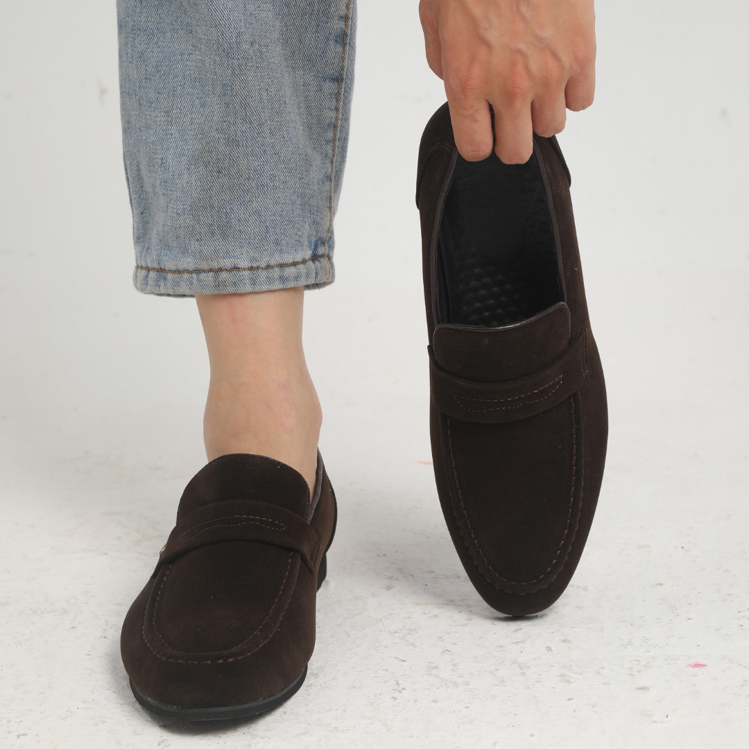 Men's Suede Penny Loafers Smart Slip On Dress Shoes