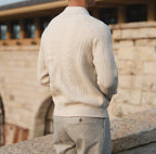 Men's Knit Sweater With Collar Warm Comfortable Stylish Textured