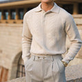 Men's Knit Sweater With Collar Warm Comfortable Stylish Textured