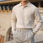 Men's Knit Sweater With Collar Warm Comfortable Stylish Textured