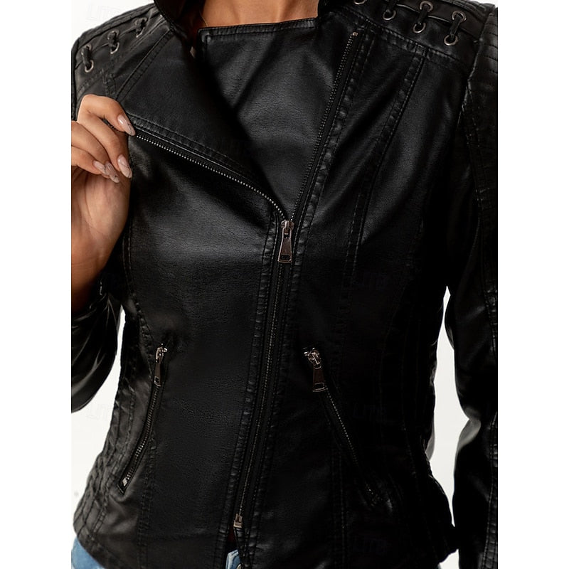 Women's Classic Fitted Biker Jacket