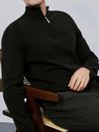 Men's Half Zip Knit Sweater Casual High Neck Comfortable