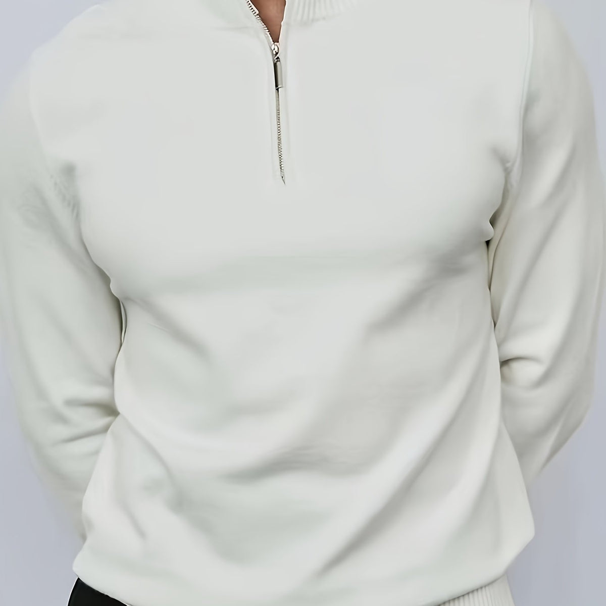 Men's Half Zip Knit Sweater Casual High Neck Comfortable
