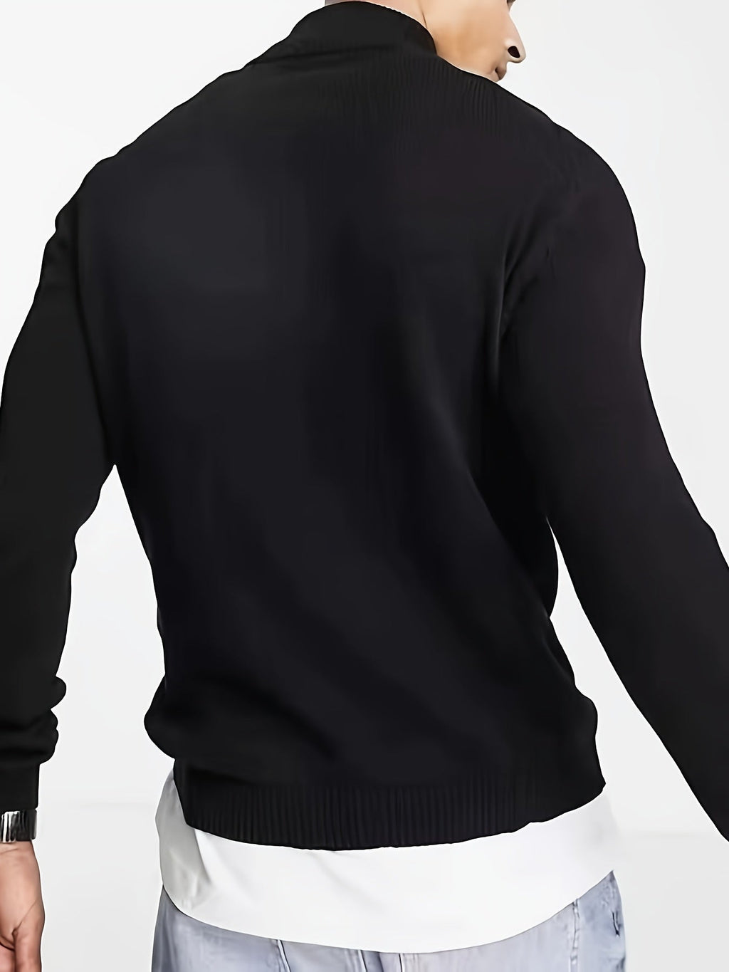 Men's Half Zip Knit Sweater Casual High Neck Comfortable