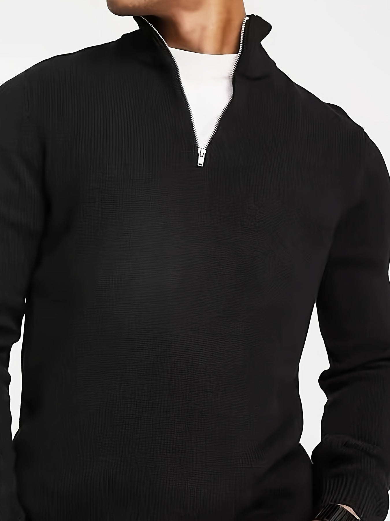 Men's Half Zip Knit Sweater Casual High Neck Comfortable
