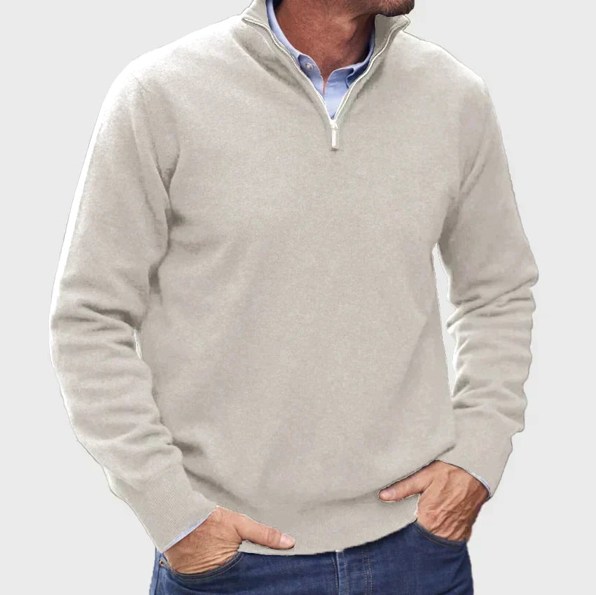 Men's Quarter Zip Sweater Refined Knit Layer for Smart
