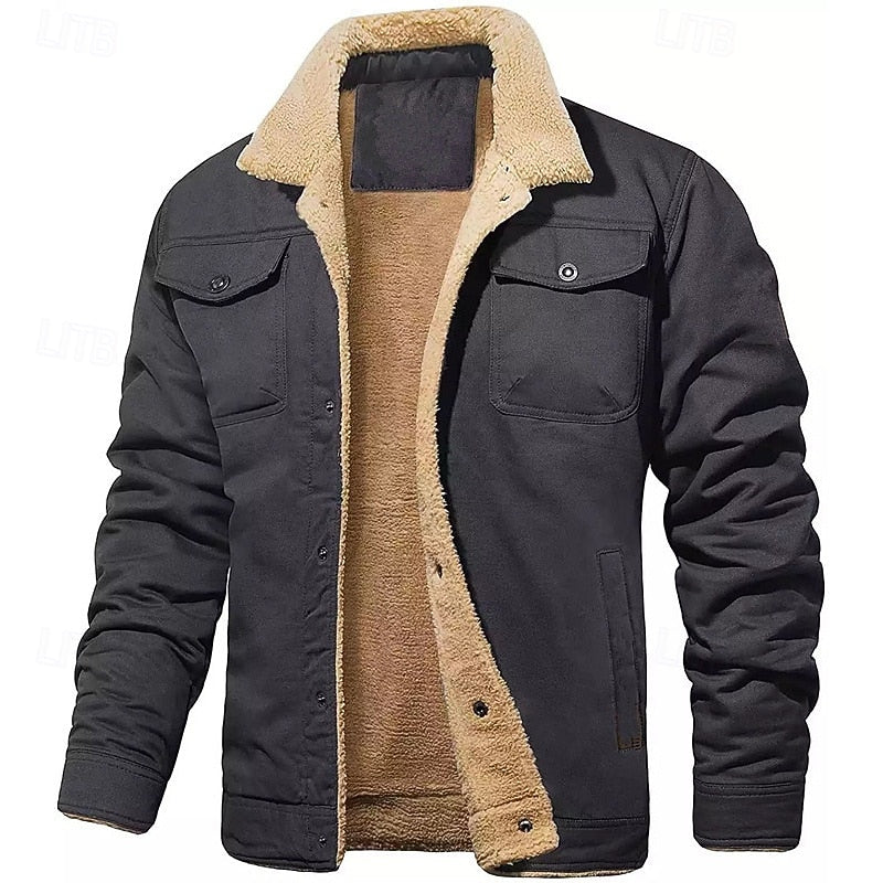 Women's Relaxed-Fit Sherpa Trucker Jacket - Dark Gray
