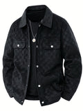 Men's Printed Snap Button Utility Jacket With Chest Pockets