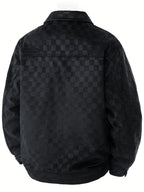 Men's Printed Snap Button Utility Jacket With Chest Pockets