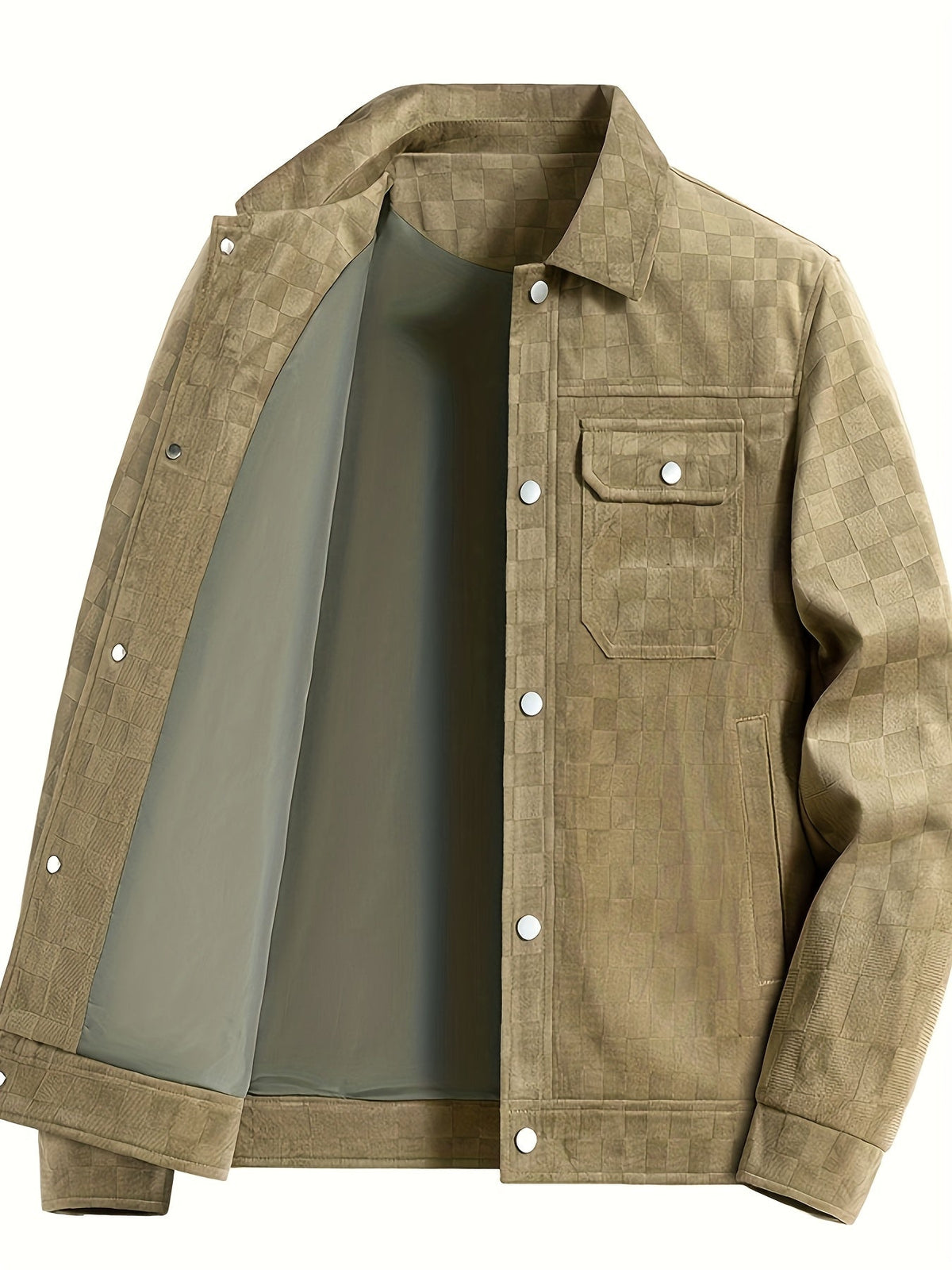 Men's Printed Snap Button Utility Jacket With Chest Pockets