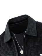 Men's Printed Snap Button Utility Jacket With Chest Pockets