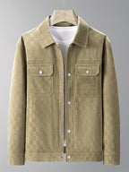 Men's Printed Snap Button Utility Jacket With Chest Pockets