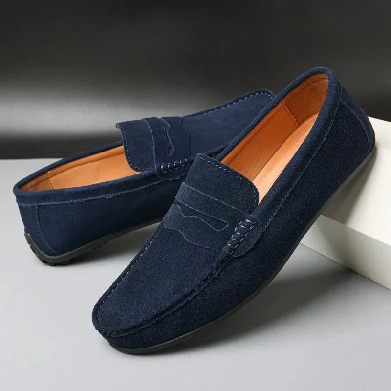 Men's Suede Penny Loafers Refined Slip On Casual Shoes
