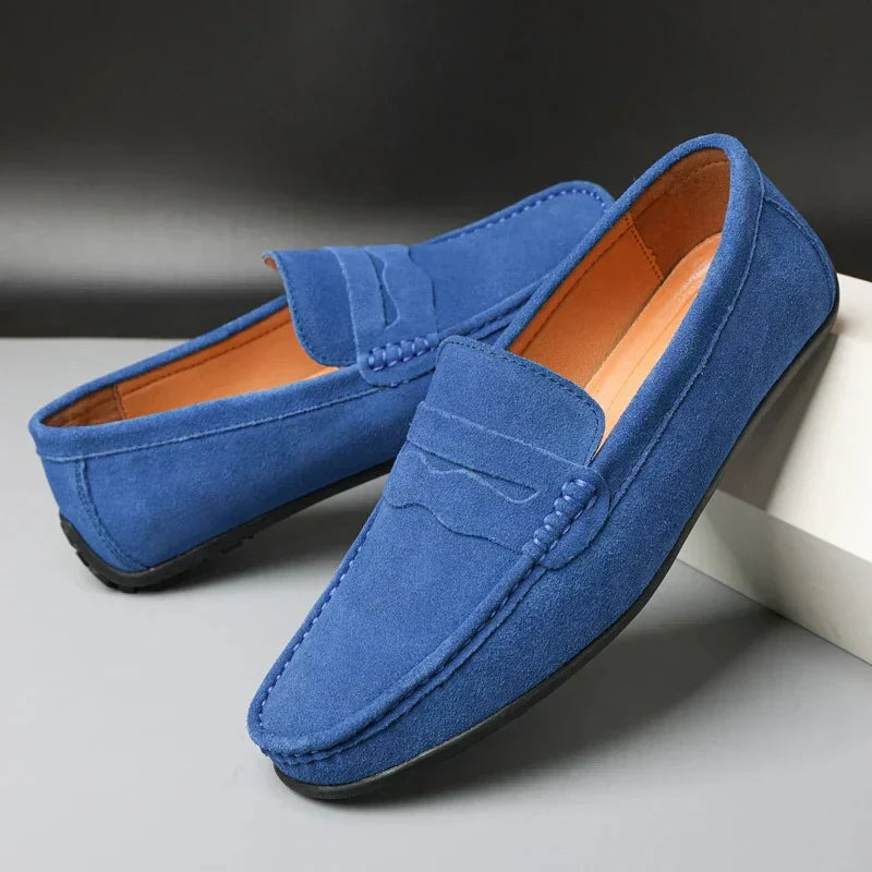 Men's Suede Penny Loafers Refined Slip On Casual Shoes