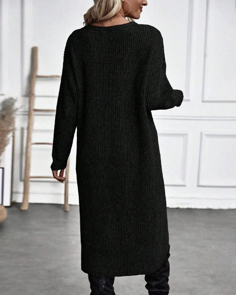 Women's Thigh-Length Ribbed Duster Cardigan