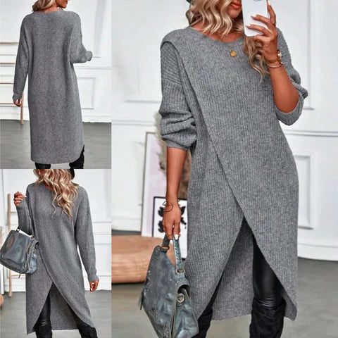 Women's Thigh-Length Ribbed Duster Cardigan