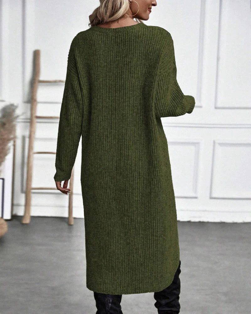 Women's Thigh-Length Ribbed Duster Cardigan