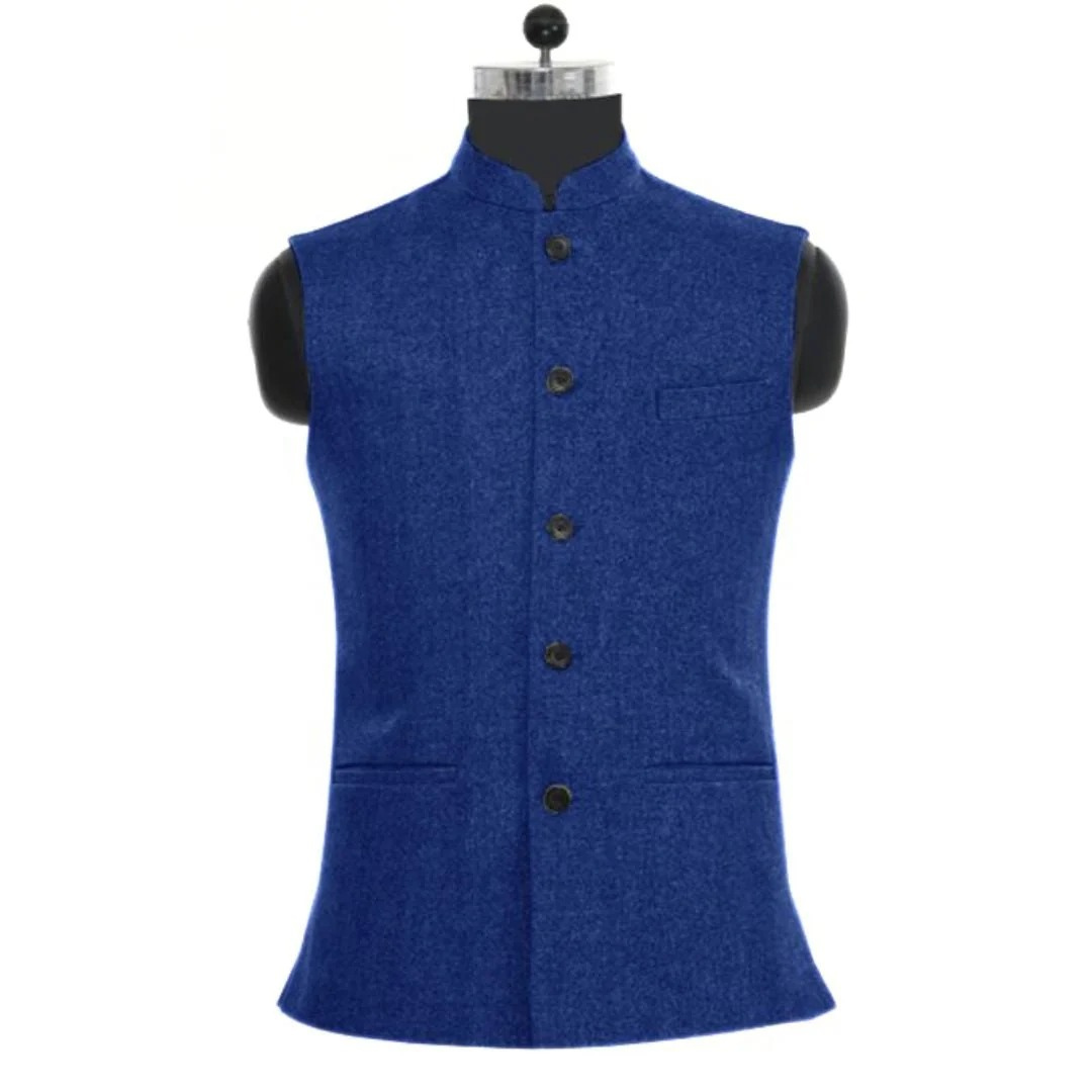Men's Slim Fit Stand Collar Waistcoat Tailored Heritage Layer