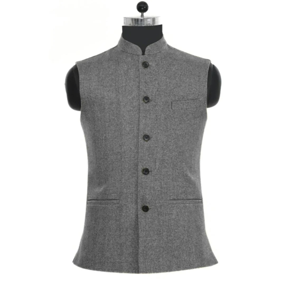 Men's Slim Fit Stand Collar Waistcoat Tailored Heritage Layer
